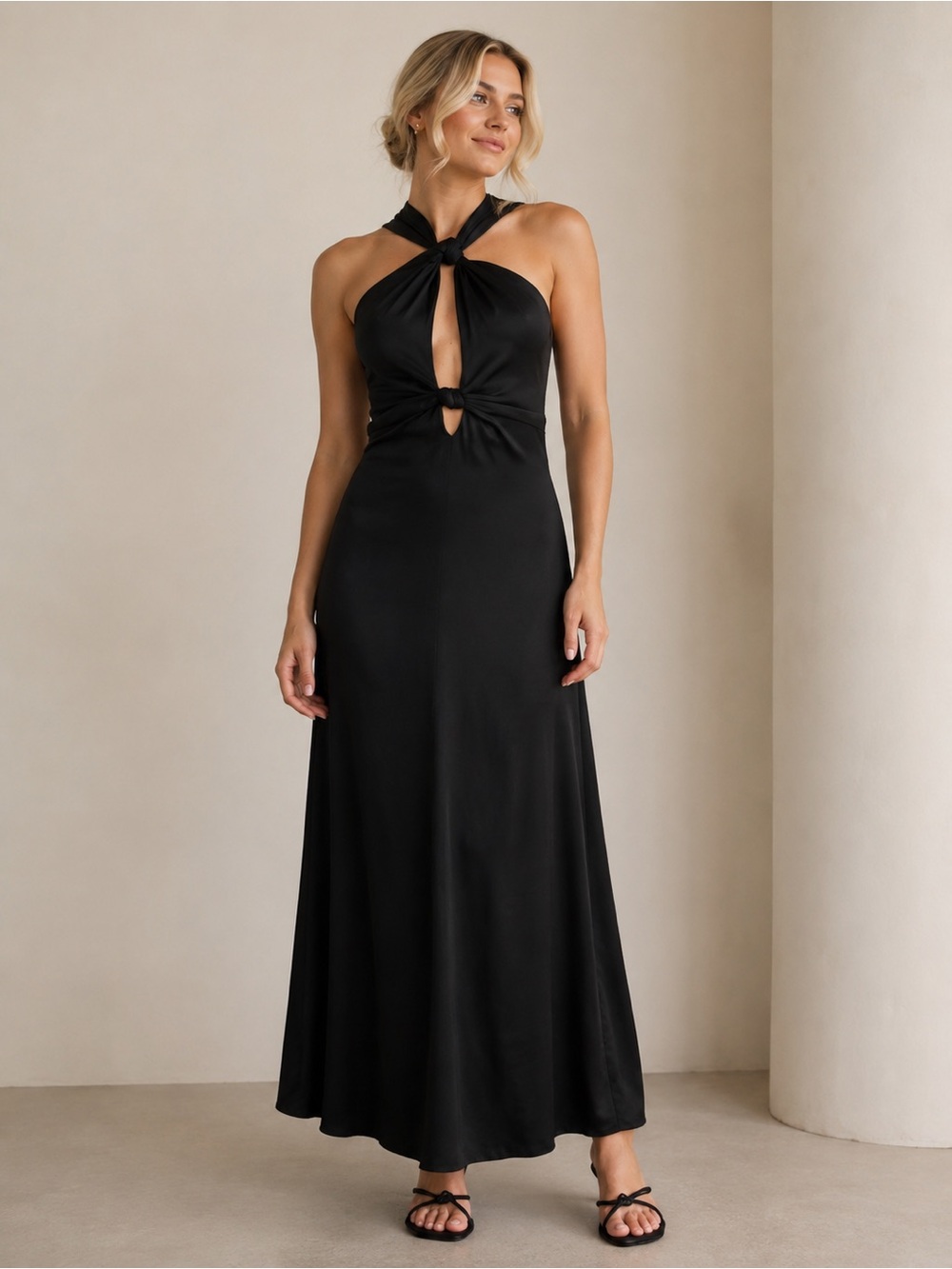 Antonio Melani Black Midi Dress | Linen Blend |NWT